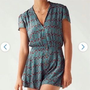 Urban Outfitters Teal Floral Romper